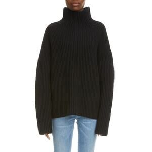 ACNE STUDIOS Kamanda Ribbed Wool Turtleneck Sweater - XS Black